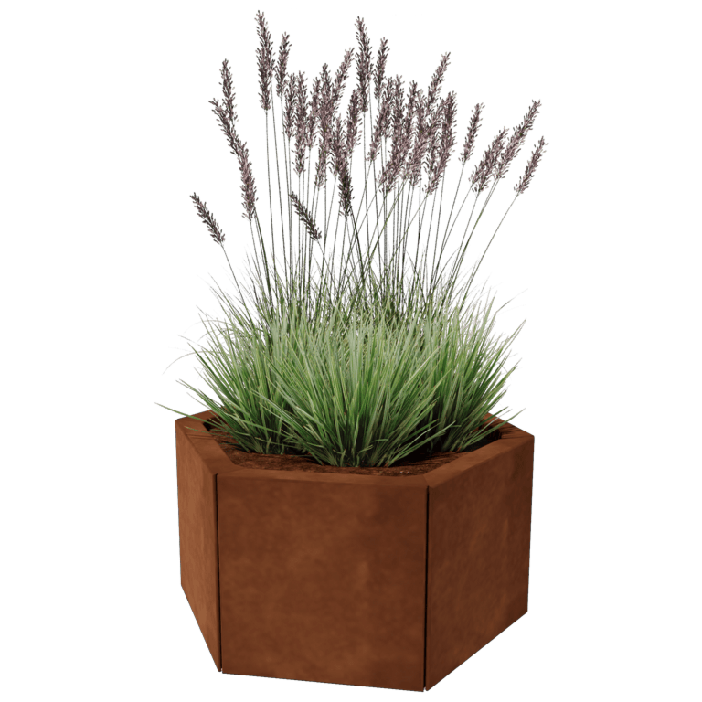 Corten terasest lillekast - Kuusnurk - 59,3 x 52 cm