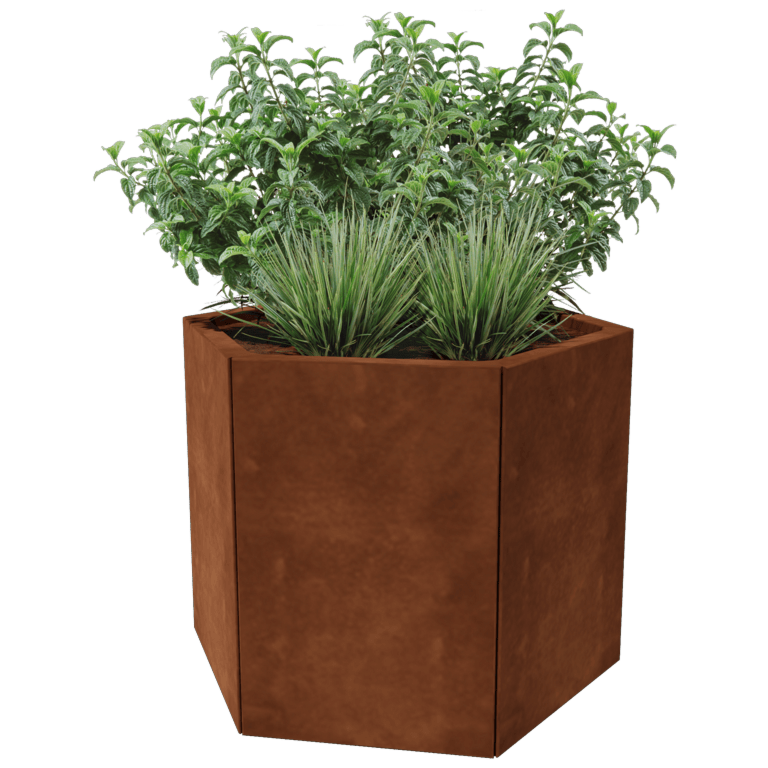 Corten terasest lillekast - Kuusnurk - 79,3 x 69,3 cm