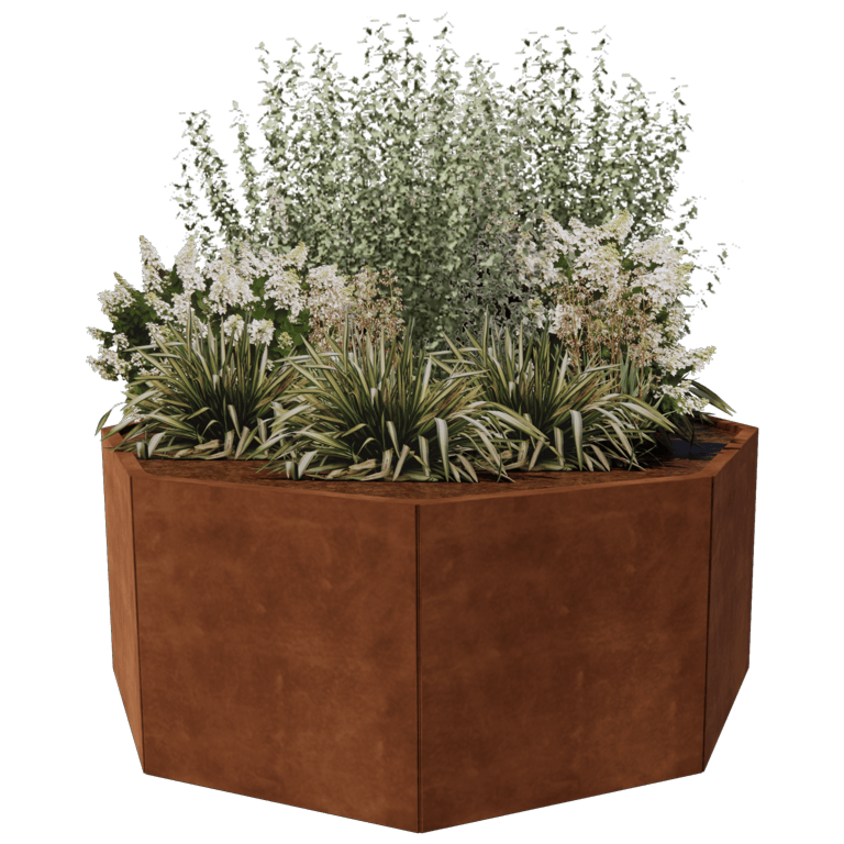 Corten terasest lillekast - Kaheksanurk - 168,6 x 168,6 cm