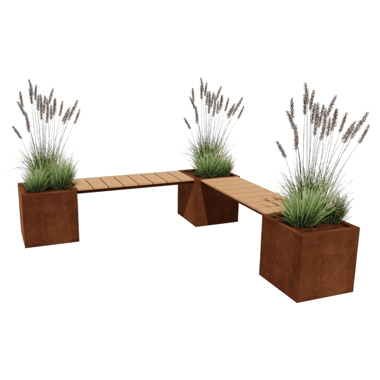 Corten terasest lillekast - Ruut - Nurgakomplekt - 221,2 x 221,2 x 50 cm - Pingikesega