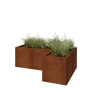 Corten terasest lillekast - L-kuju - 120 x 80 x 40 cm - Ilma põhjalauata