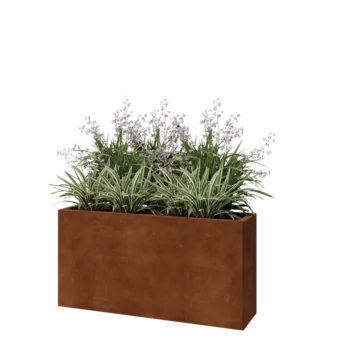 Corten terasest lillekast - Ristkülik - 120 x 30 x 60 cm - Põhjalauaga