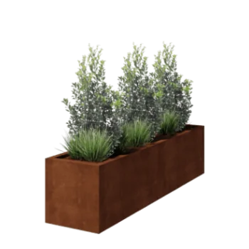 Corten terasest lillekast - Ristkülik - 200 x 50 x 50 cm - Keevitatud - Põhjalauaga