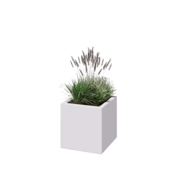 klaaskiudne lillekast - Ruut - 40 x 40 x 40 cm - RAL9010 matt (valge) - Põhjaga