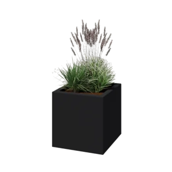 klaaskiudne lillekast - Ruut - 50 x 50 x 50 cm - RAL7021 matt (must hall) - Põhjaga