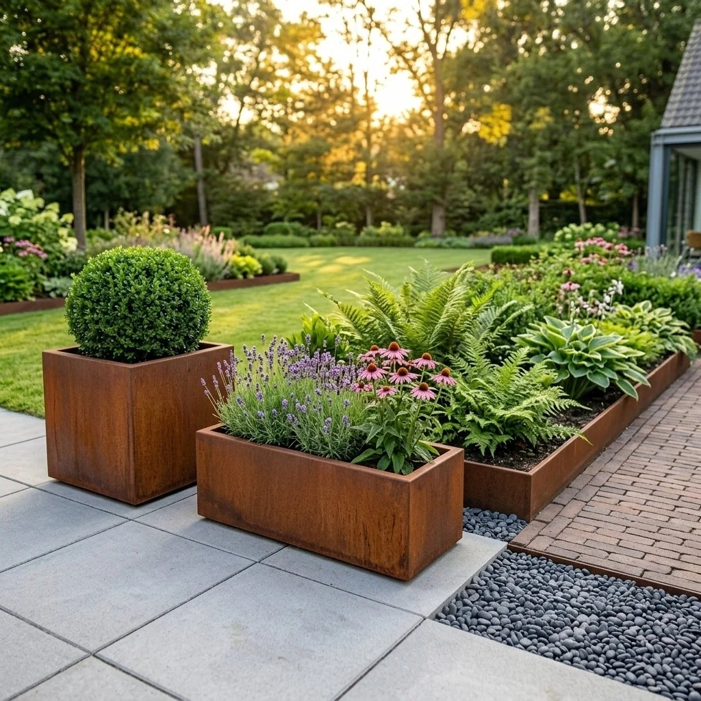Corten terasest lillekast - Ristkülik - 120 x 60 x 40 cm - Ilma põhjalauata