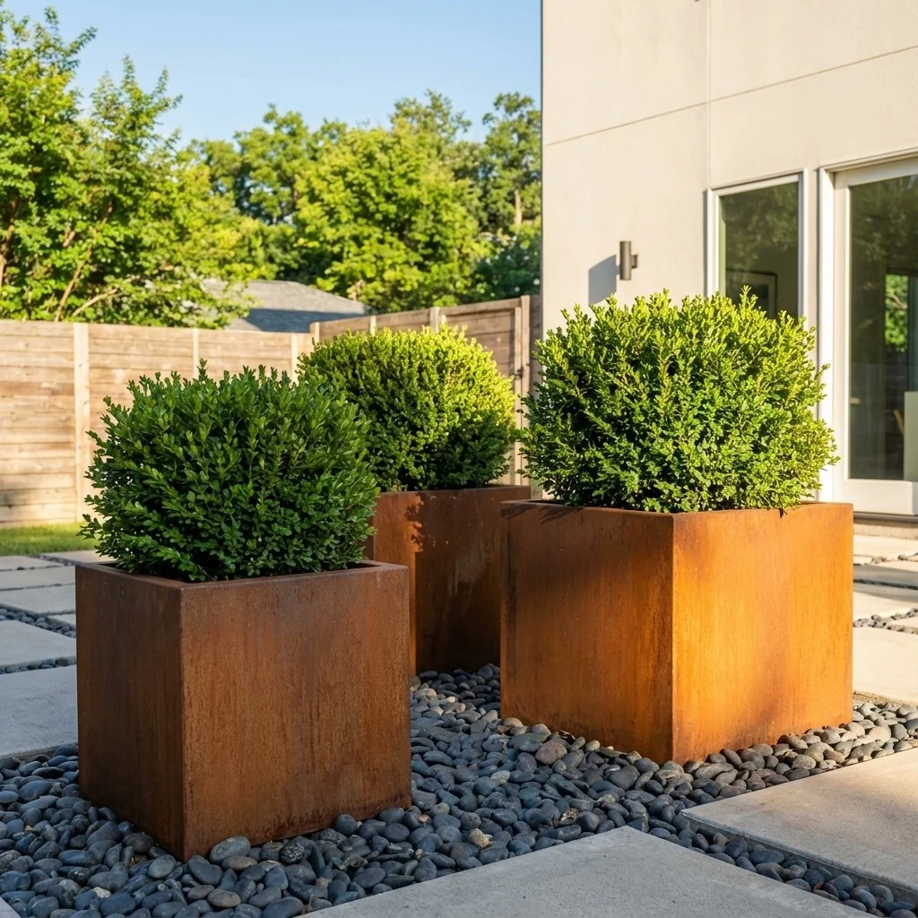 Corten terasest lillekast - Ruut - 60 x 60 x 60 cm - Põhjalauaga - Ratastega