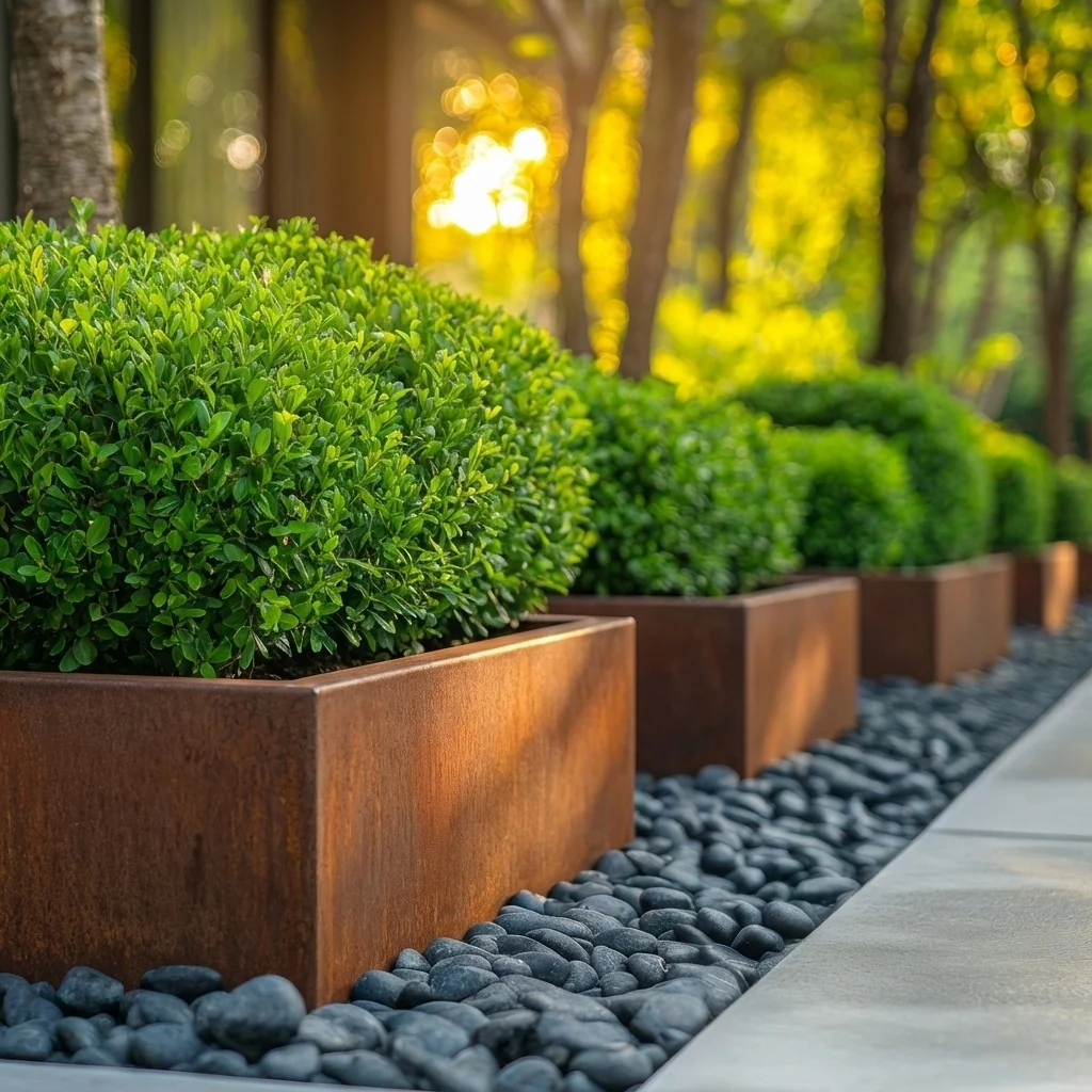 Corten terasest lillekast - Ruut - 60 x 60 x 30 cm - Põhjalauaga - Ratastega