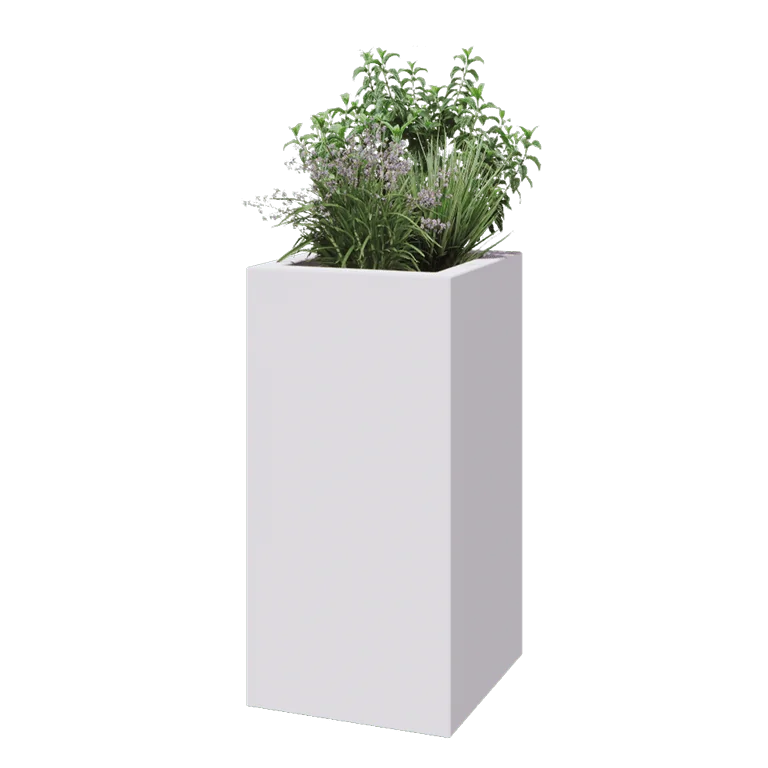 klaaskiudne lillekast - Ruut - 50 x 50 x 100 cm - RAL9010 matt (valge) - Põhjaga