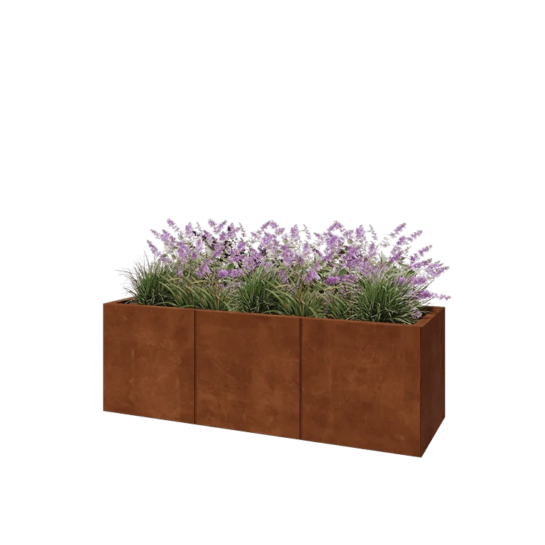 Corten terasest lillekast XXL - Ristkülik - 150 x 50 x 50 cm - Põhjalauaga