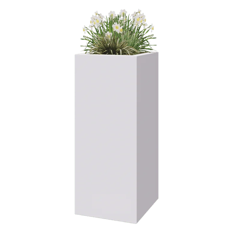 klaaskiudne lillekast - Ruut - 50 x 50 x 120 cm - RAL9010 matt (valge) - Põhjaga