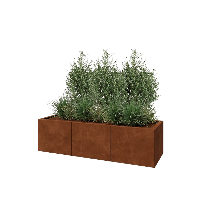 Corten terasest lillekast XXL - Ristkülik - 150 x 50 x 40 cm - Põhjalauaga
