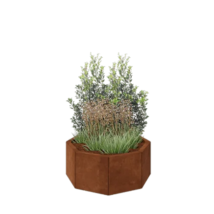 Corten terasest lillekast - Kaheksanurk - 72,4 x 72,4 x 30 cm - Ilma põhjalauata