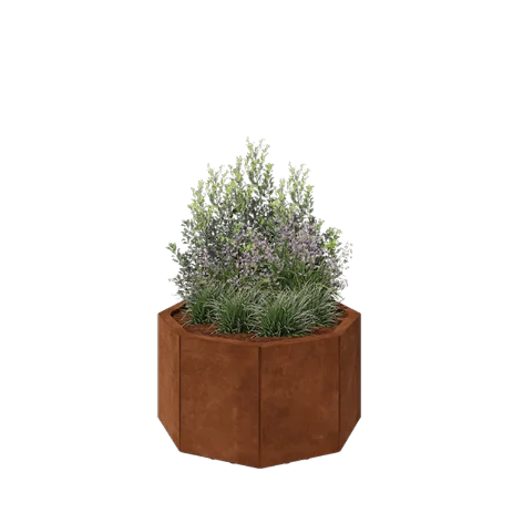 Corten terasest lillekast - Kaheksanurk - 72,4 x 72,4 x 40 cm - Põhjalauaga - Jalgadega