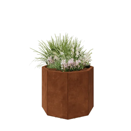 Corten terasest lillekast - Kaheksanurk - 72,4 x 72,4 x 60 cm - Põhjalauaga - Jalgadega