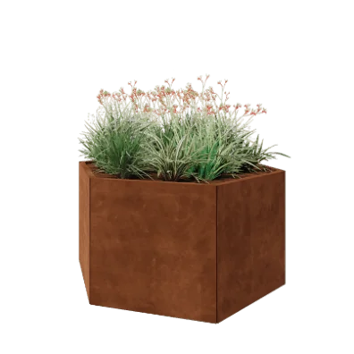 Corten terasest lillekast - Kuusnurk - 139,3 x 121 x 70 cm - Ilma põhjalauata