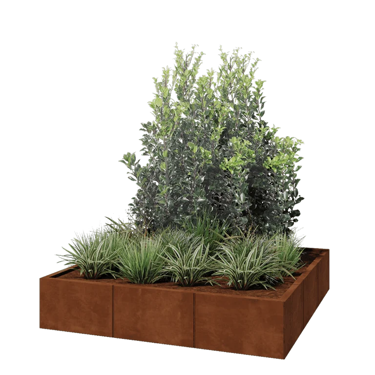 Corten terasest lillekast XXL - Ruut - 150 x 150 x 30 cm - Ilma põhjalauata