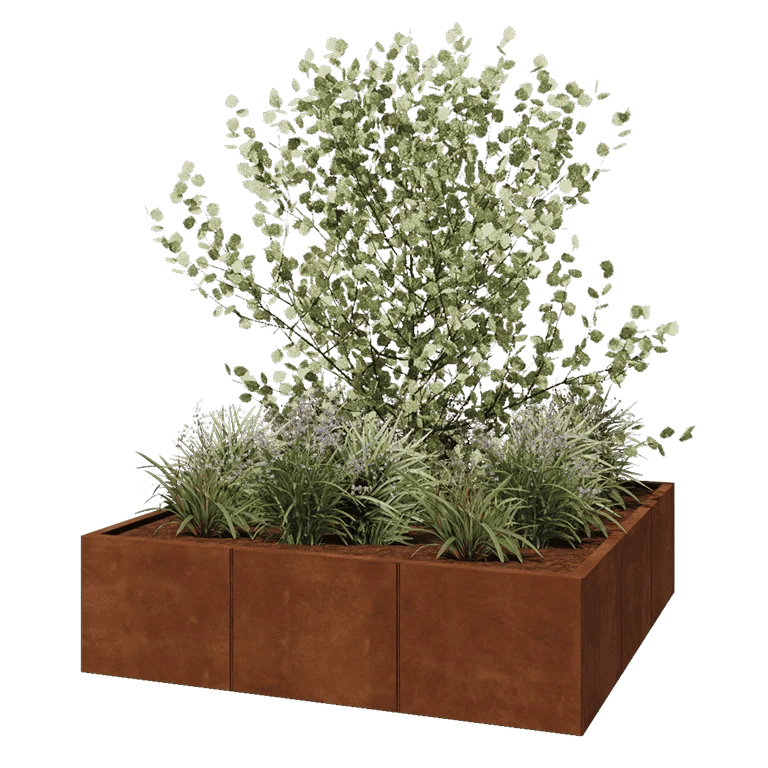 Corten terasest lillekast XXL - Ruut - 150 x 150 x 40 cm - Ilma põhjalauata