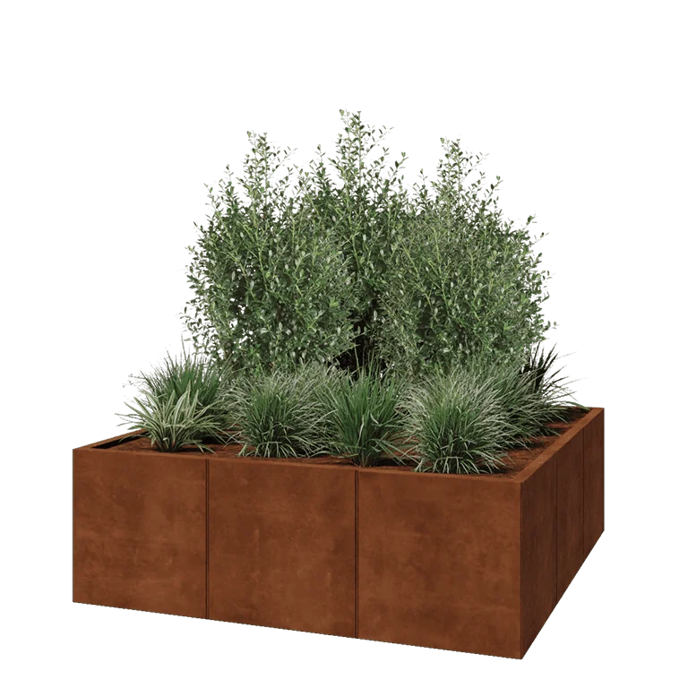 Corten terasest lillekast XXL - Ruut - 150 x 150 x 50 cm - Ilma põhjalauata