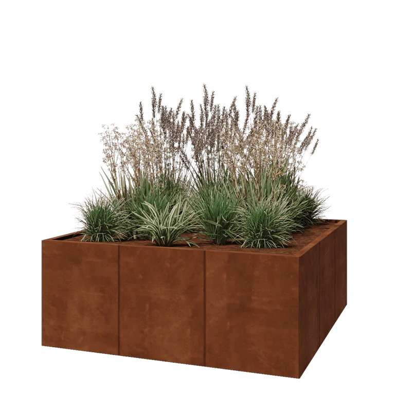 Corten terasest lillekast XXL - Ruut - 150 x 150 x 60 cm - Ilma põhjalauata