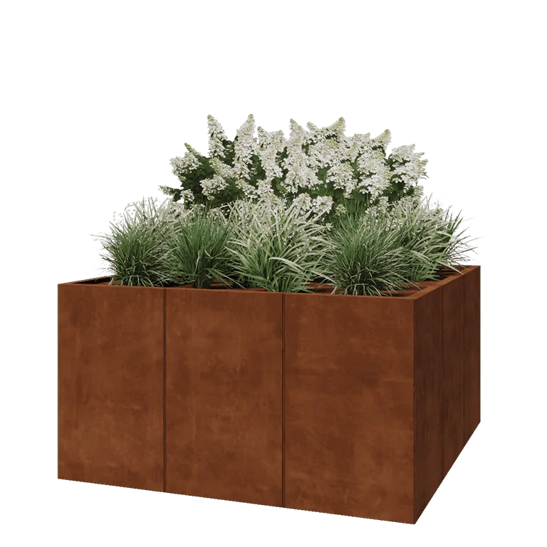 Corten terasest lillekast XXL - Ruut - 150 x 150 x 80 cm - Ilma põhjalauata