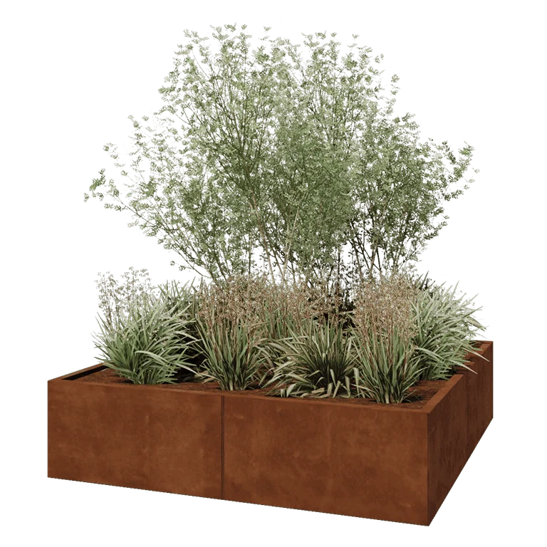 Corten terasest lillekast XXL - Ruut - 160 x 160 x 40 cm - Ilma põhjalauata