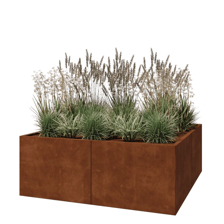 Corten terasest lillekast XXL - Ruut - 160 x 160 x 60 cm - Ilma põhjalauata