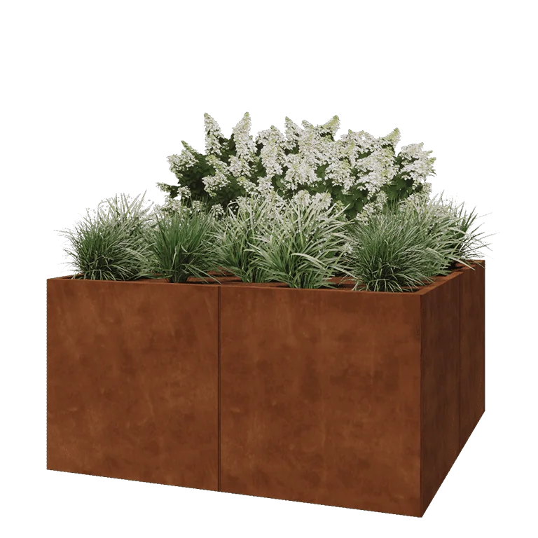 Corten terasest lillekast XXL - Ruut - 160 x 160 x 80 cm - Ilma põhjalauata
