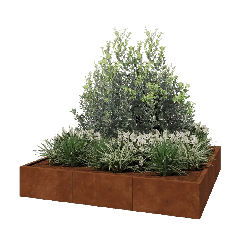 Corten terasest lillekast XXL - Ruut - 180 x 180 x 30 cm - Ilma põhjalauata