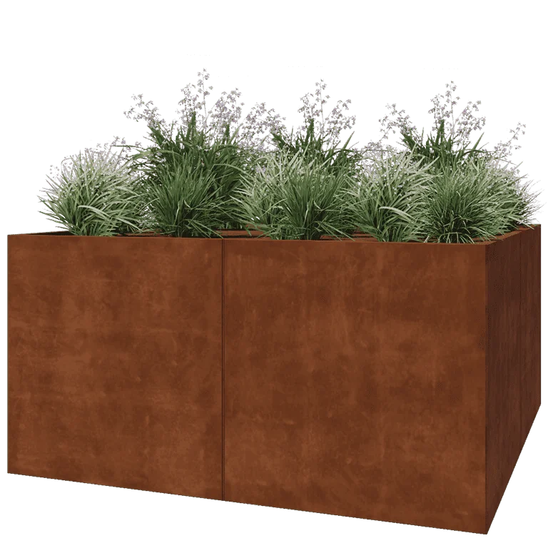 Corten terasest lillekast XXL - Ruut - 200 x 200 x 100 cm - Ilma põhjalauata