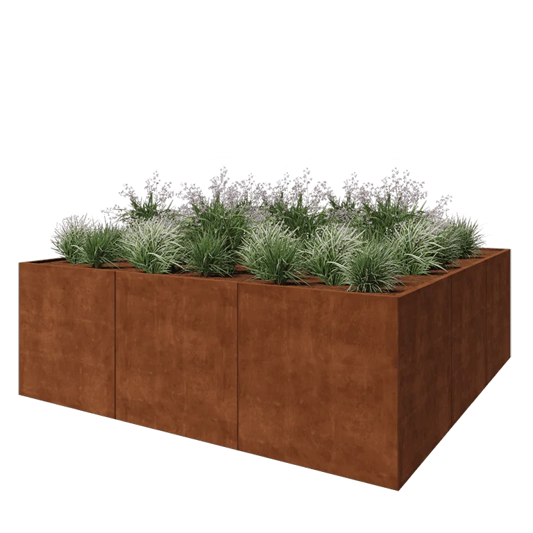 Corten terasest lillekast XXL - Ruut - 300 x 300 x 100 cm - Ilma põhjalauata