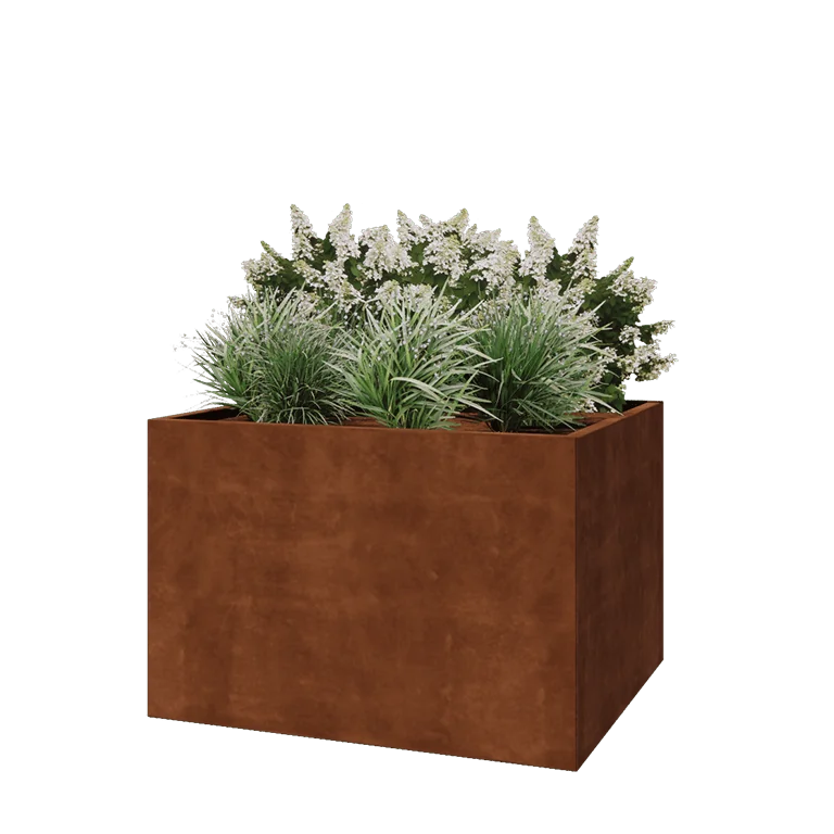 Corten terasest lillekast - Ristkülik - 120 x 100 x 80 cm - Põhjalauaga
