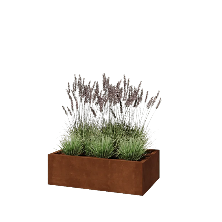 Corten terasest lillekast - Ristkülik - 100 x 60 x 30 cm - Ilma põhjalauata