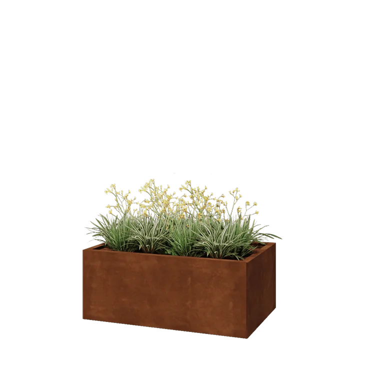 Corten terasest lillekast - Ristkülik - 100 x 60 x 40 cm - Ilma põhjalauata