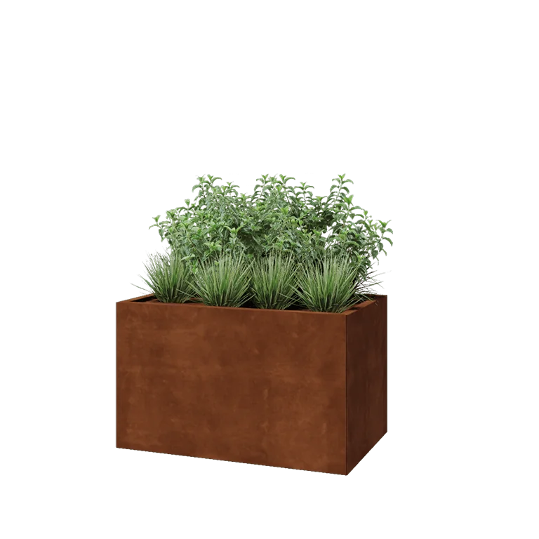 Corten terasest lillekast - Ristkülik - 100 x 60 x 60 cm - Põhjalauaga