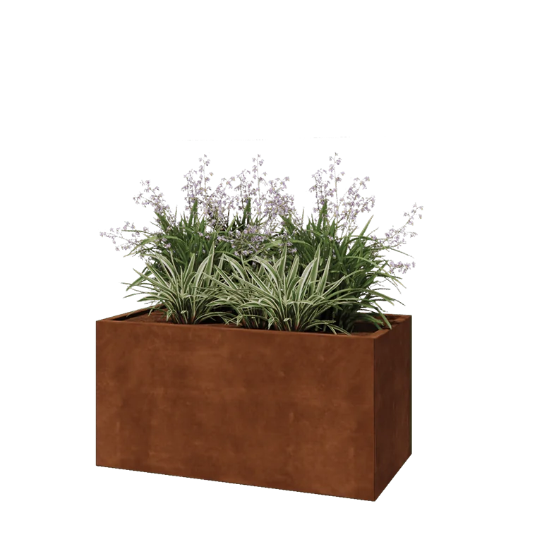 Corten terasest lillekast - Ristkülik - 120 x 60 x 60 cm - Põhjalauaga