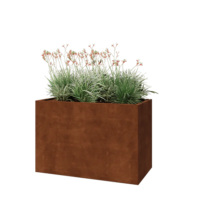 Corten terasest lillekast - Ristkülik - 120 x 60 x 80 cm - Põhjalauaga