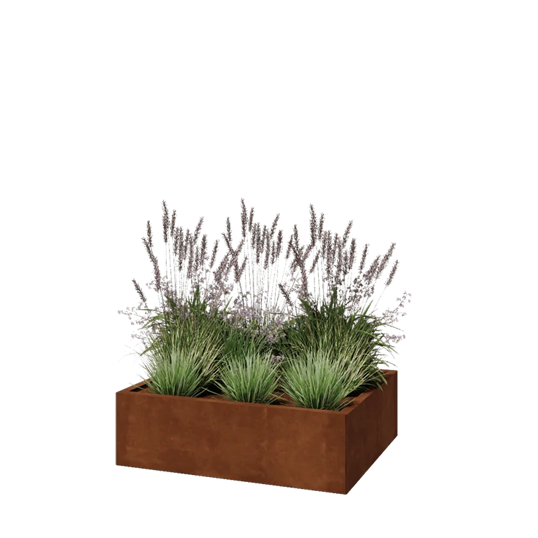 Corten terasest lillekast - Ristkülik - 100 x 80 x 30 cm - Ilma põhjalauata