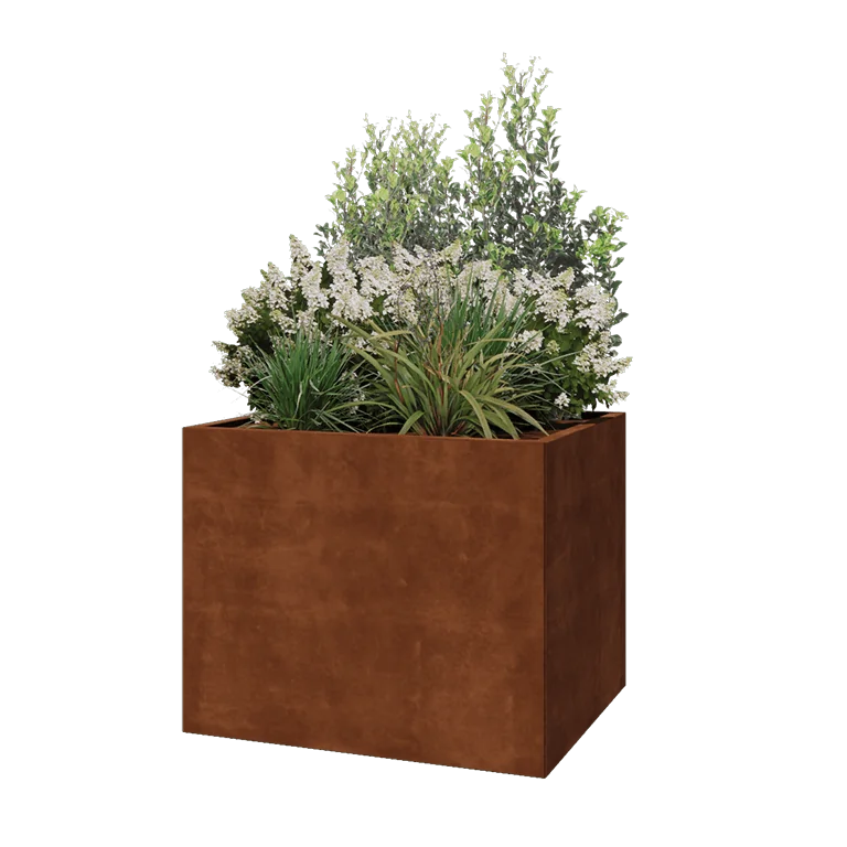 Corten terasest lillekast - Ristkülik - 100 x 80 x 80 cm - Ilma põhjalauata