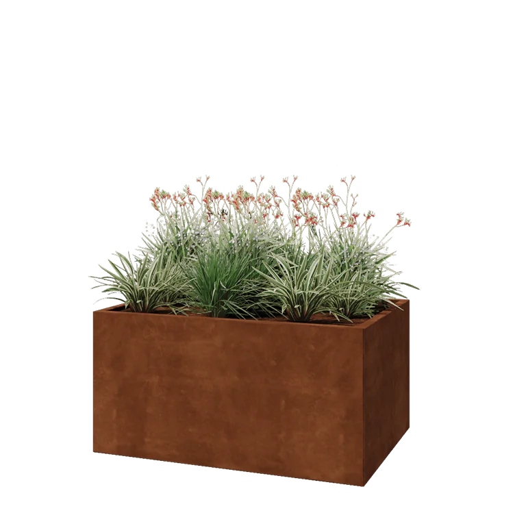 Corten terasest lillekast - Ristkülik - 120 x 80 x 60 cm - Põhjalauaga