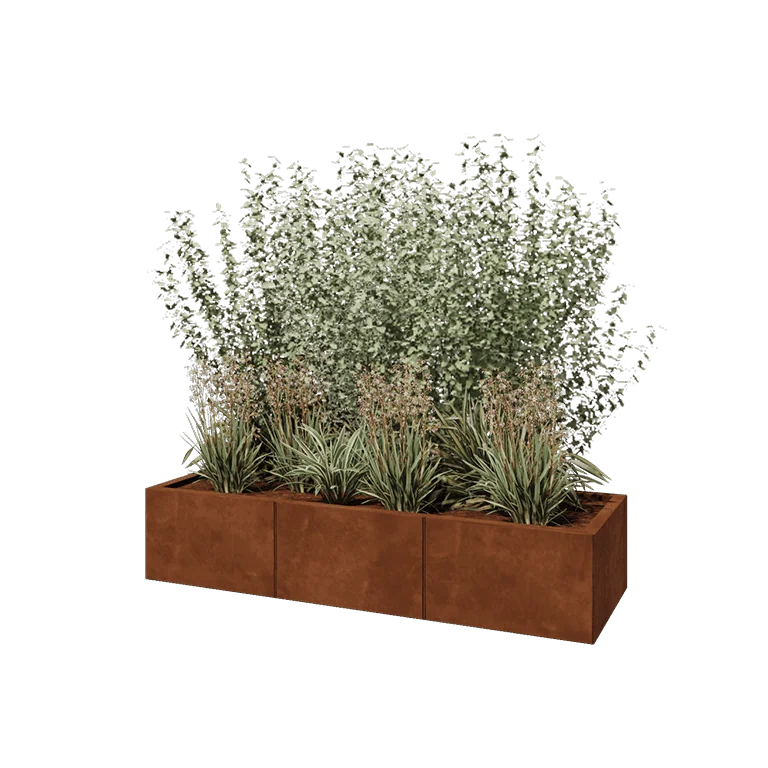Corten terasest lillekast XXL - Ristkülik - 150 x 50 x 30 cm - Ilma põhjalauata