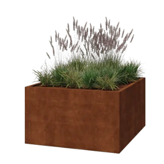 Corten terasest lillekast - Ruut - 140 x 140 x 80 cm - Keevitatud - Põhjalauaga