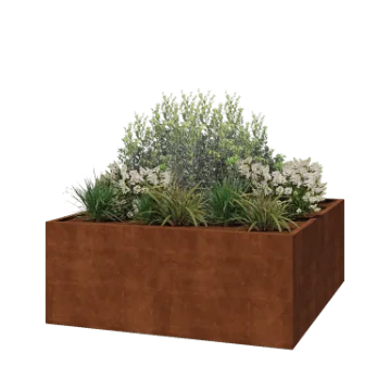 Corten terasest lillekast - Ruut - 200 x 200 x 80 cm - Keevitatud - Ilma põhjalauata