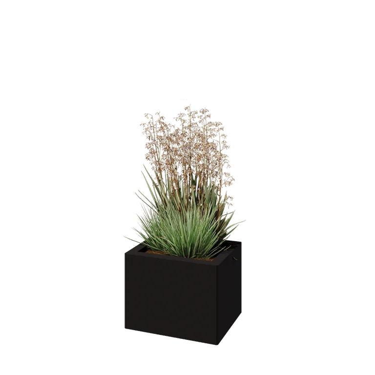 Terasest lillekast - Ristkülik - 40 x 30 x 30 cm - RAL9005 matt (must) - Põhjalauaga