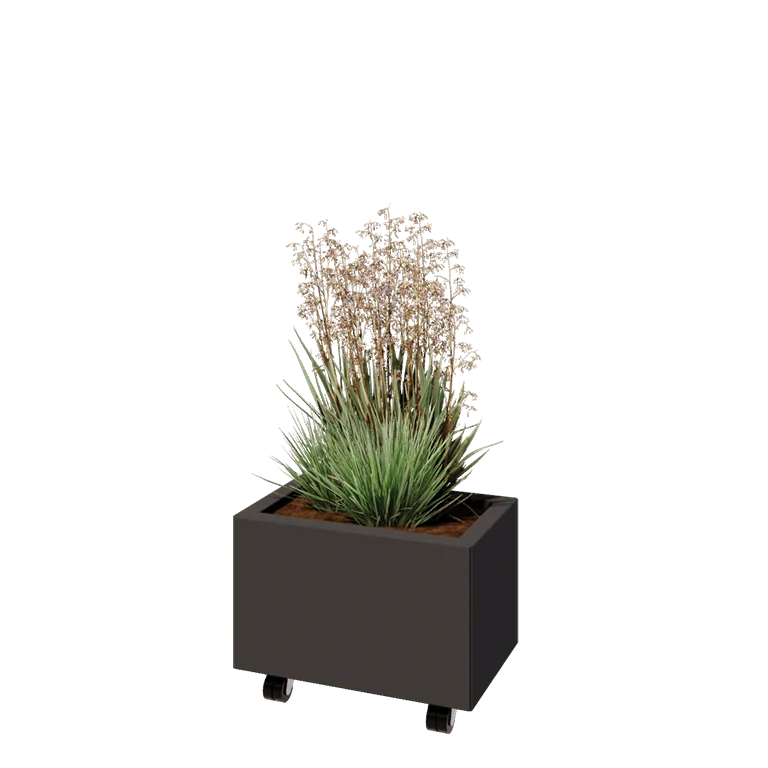 Terasest lillekast - Ristkülik - 50 x 30 x 30 cm - Muu RAL värv - Põhjalauaga - Ratastega