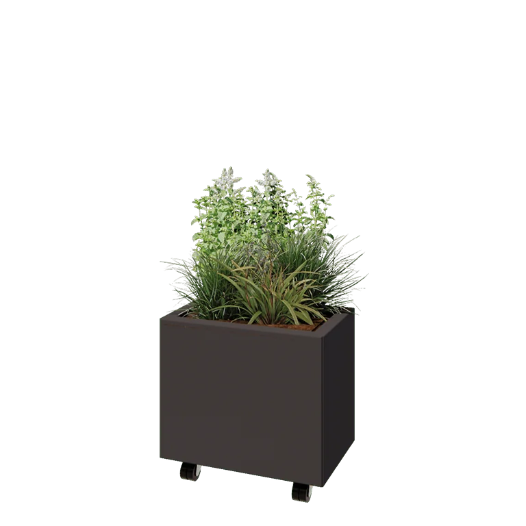 Terasest lillekast - Ristkülik - 50 x 30 x 40 cm - Muu RAL värv - Põhjalauaga - Ratastega