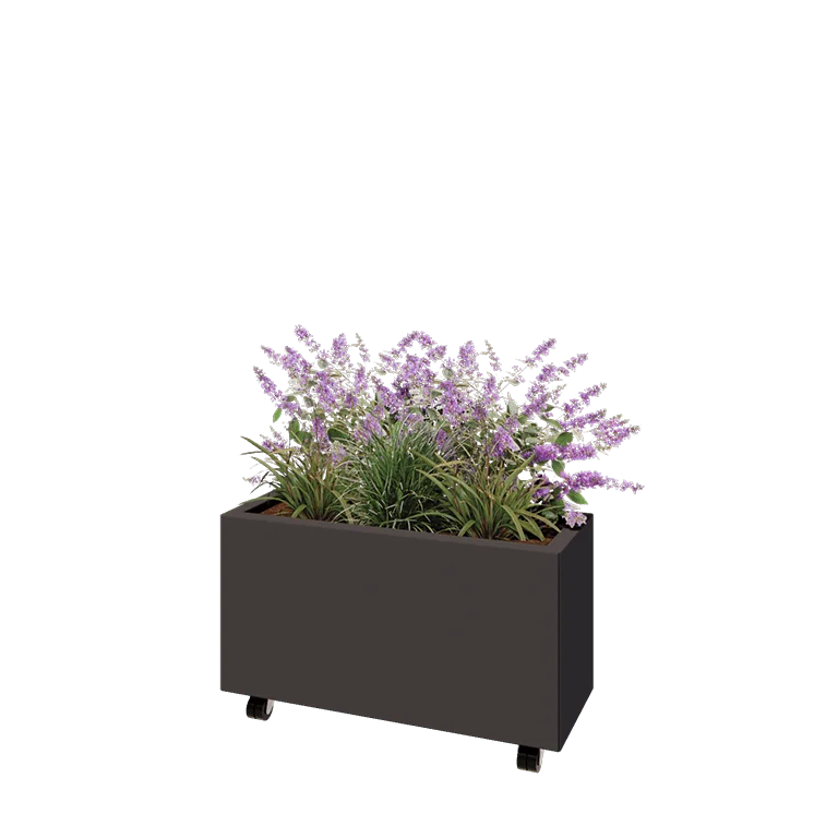 Terasest lillekast - Ristkülik - 80 x 30 x 40 cm - Muu RAL värv - Põhjalauaga - Ratastega