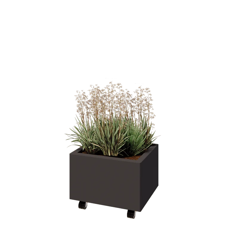 Terasest lillekast - Ristkülik - 50 x 40 x 30 cm - Muu RAL värv - Põhjalauaga - Ratastega