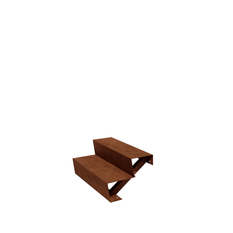 Corten terasest aiatrepp - 2-astmeline - 48 x 80 x 34 cm