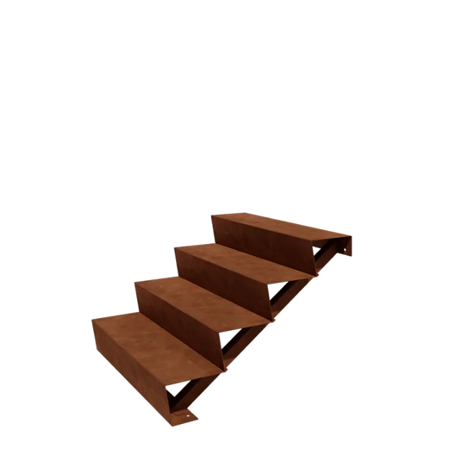 Corten terasest aiatrepp - 4-astmeline - 96 x 100 x 68 cm